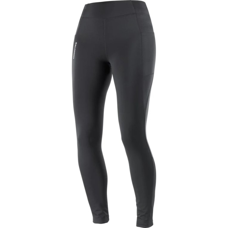 Black Salomon Cross Warm 28'' Women's Running Tights | PH 41230X